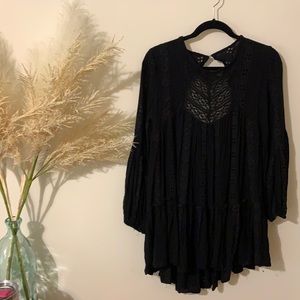 Free People Open Back Embroidered Tunic M